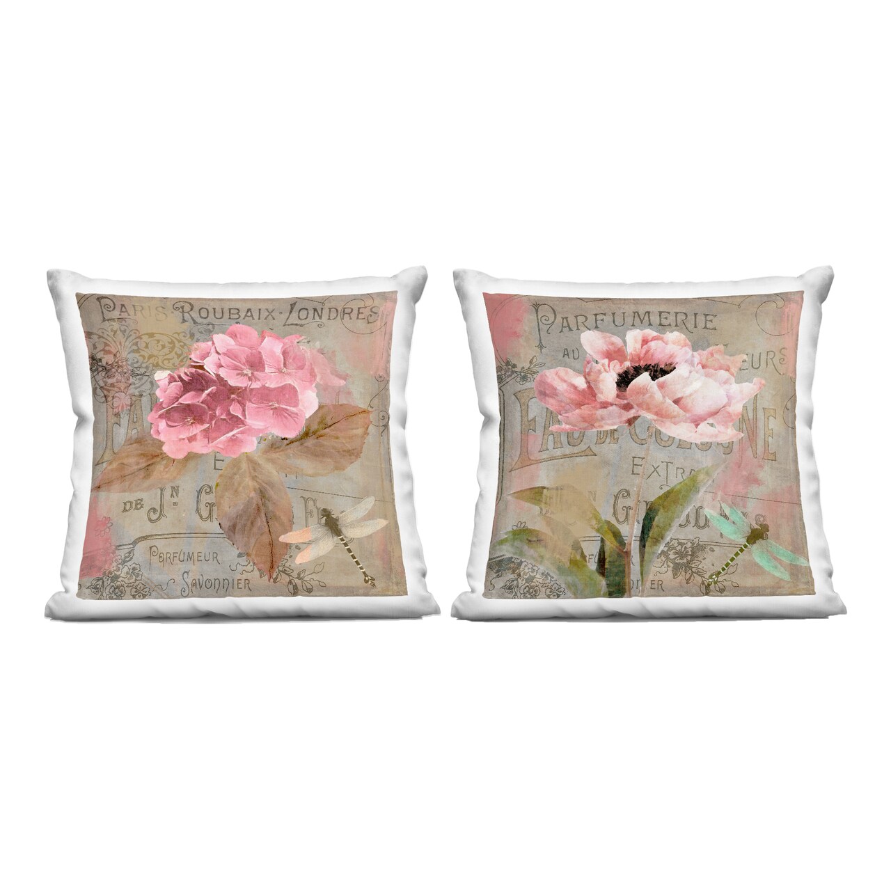 Stupell Industries Vintage Collage French Florals 2pc Decorative Printed Pillow Set design by Sasha, 18 x 7 x 18